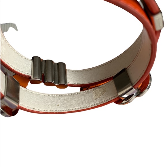 ❤️❤️❤️SOLD!!! Bvlgari Orange Leather Silver Tone Double Wrap Bracelet❤️❤️❤️ - Picture 7 of 9